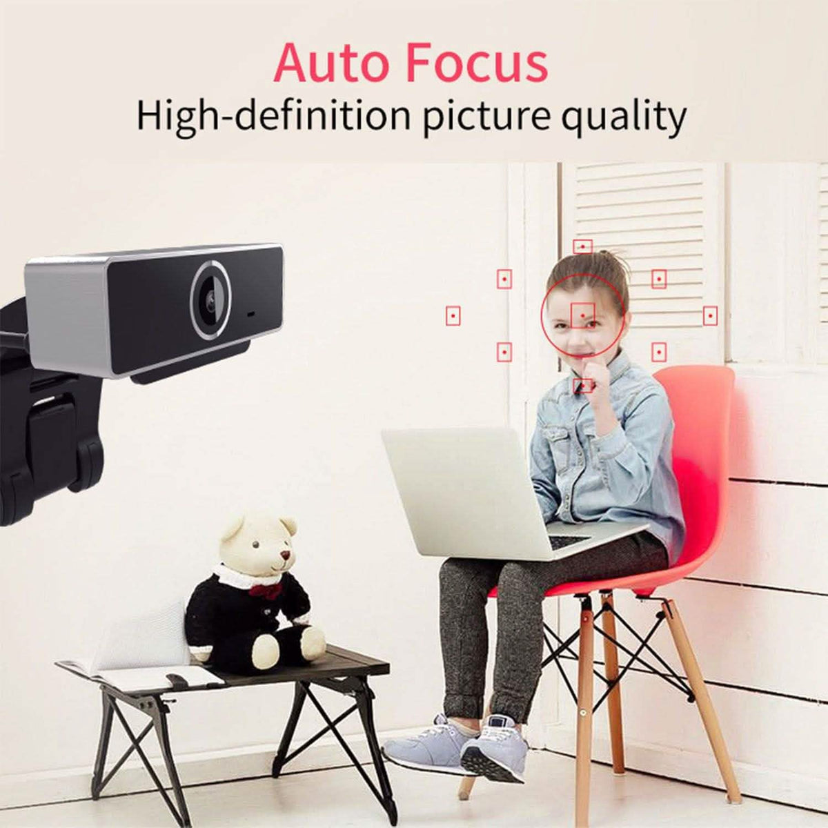 Cámara web FHD 1080P USB con enfoque automático y micrófono