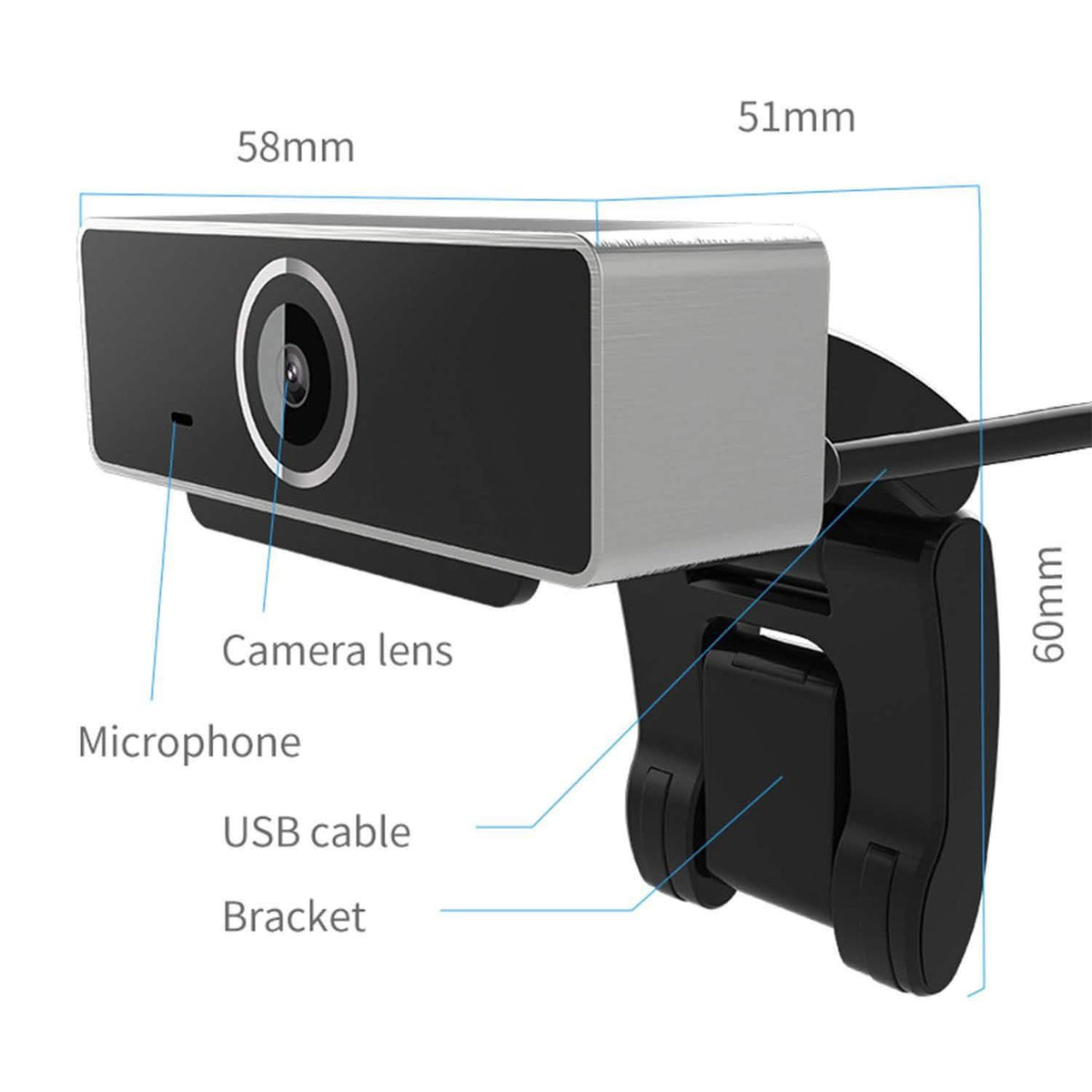 Cámara web FHD 1080P USB con enfoque automático y micrófono