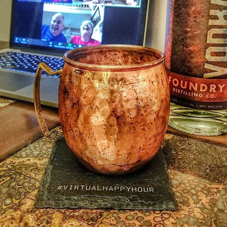 Drinking Alone Slate Coaster Premium Artisan Natural USA Slate Coaster With Cork Feet