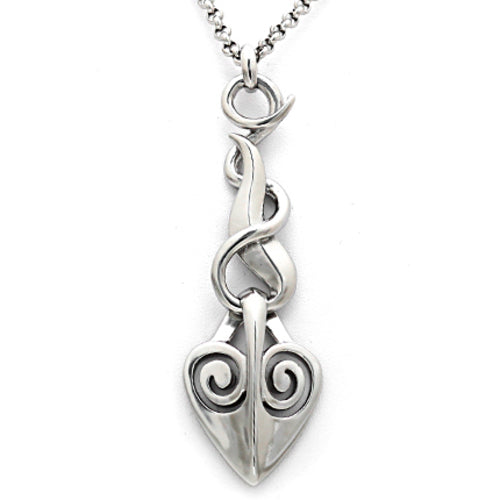Flame Dangling Heart Necklace Gothic Flame Pendant Silver