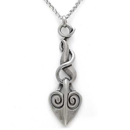 Flame Dangling Heart Necklace Gothic Flame Pendant Silver