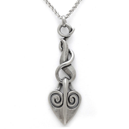 Flame Dangling Heart Necklace Gothic Flame Pendant Silver