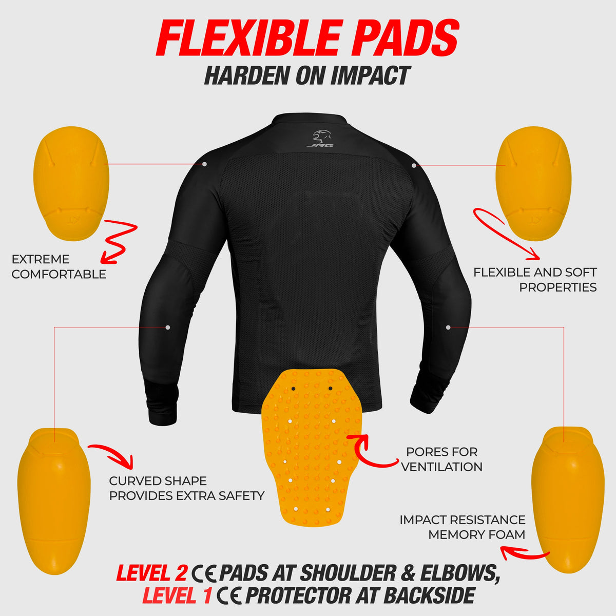 Camisa de motocicleta de malla JAG | Protección con certificación CE