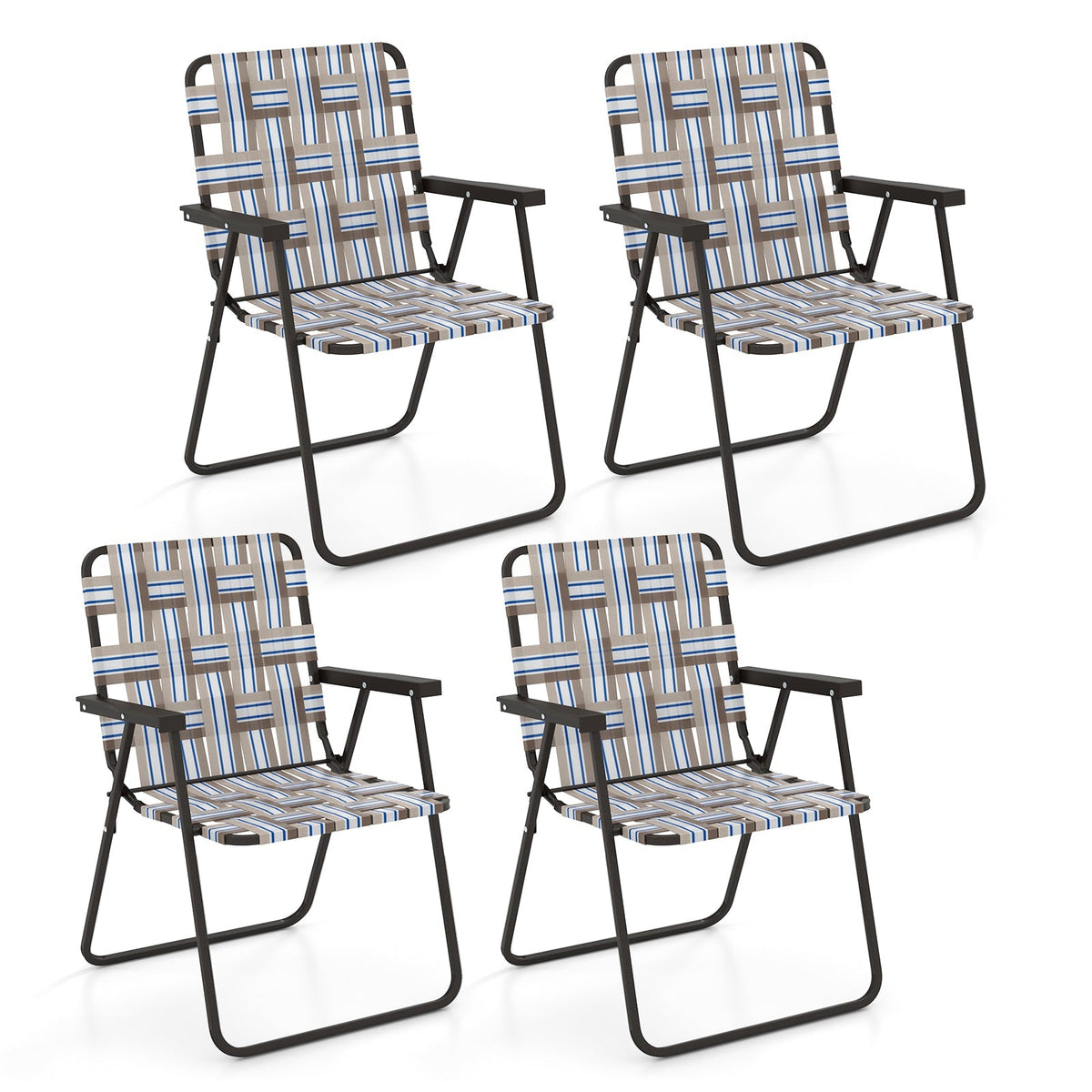 4 Pieces Folding Beach Chair Camping Lawn Webbing Chair