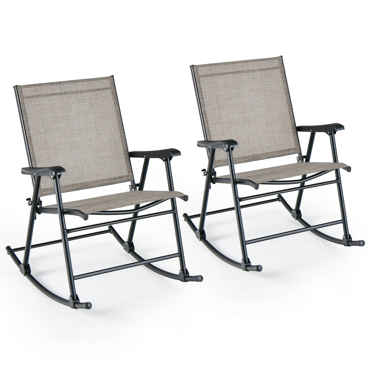 Mecedora Plegable con Asiento de Tela Transpirable - Juego de 2