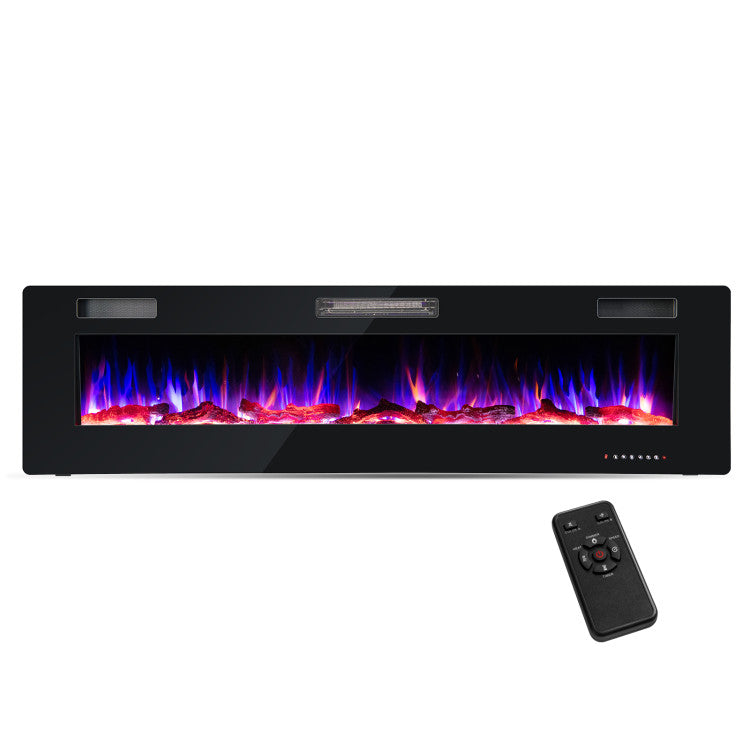 Chimenea eléctrica empotrada ultrafina de 68"