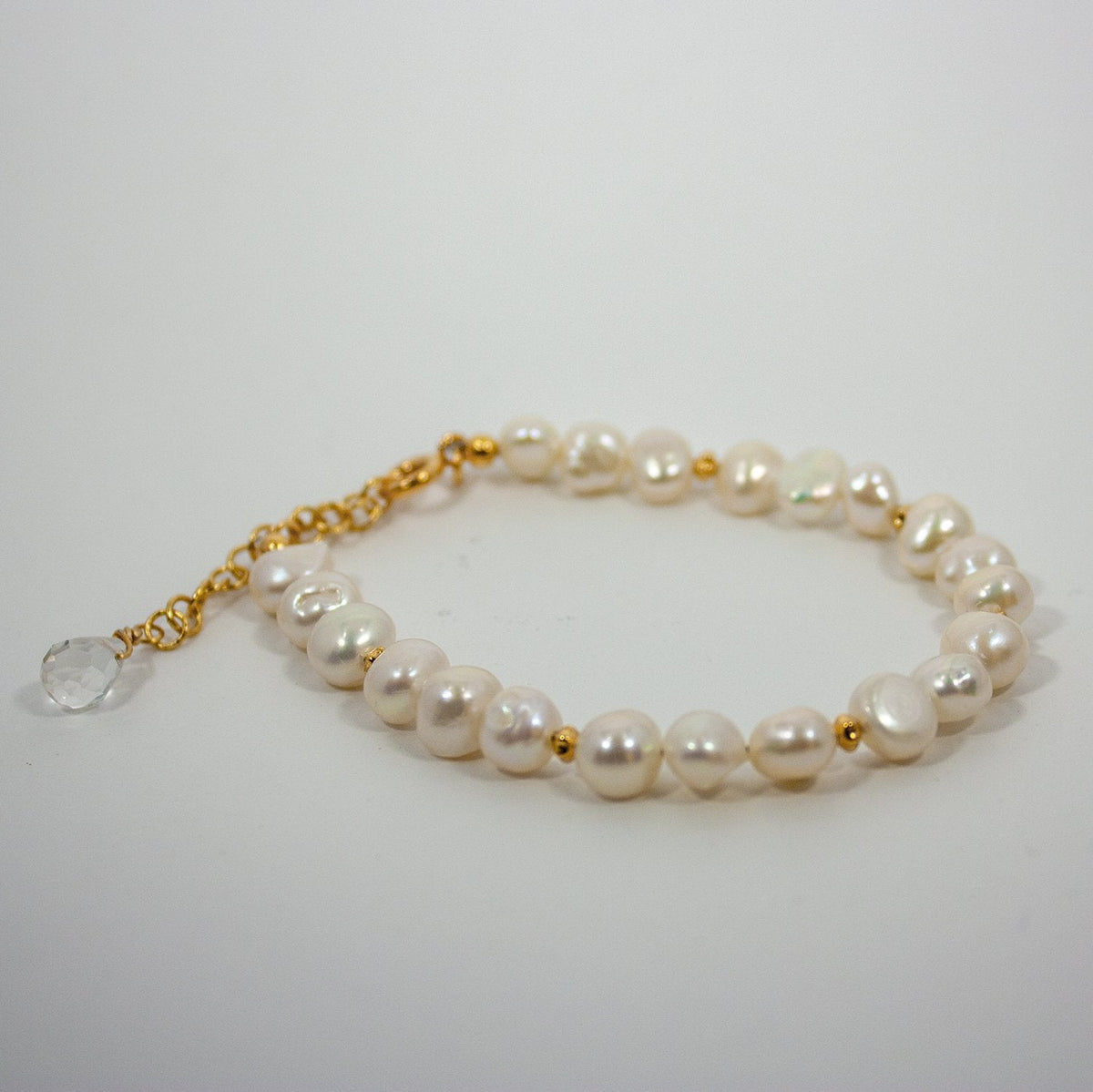 Freshwater Pearl Gold Bracelet Adjustable 7 Inch Delicate