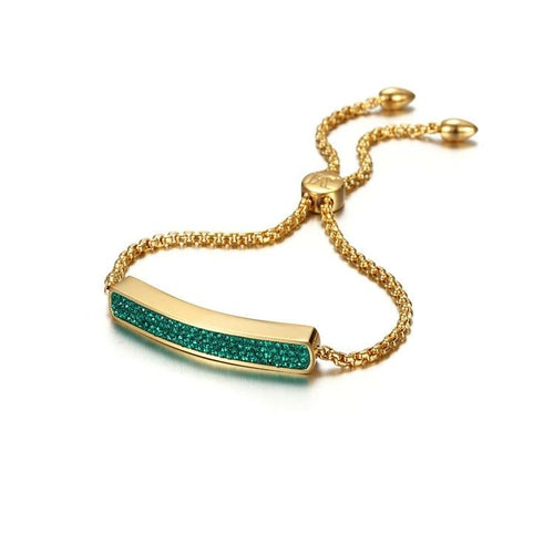 Friendship Bar Bracelet Gold Plated Adjustable Emerald