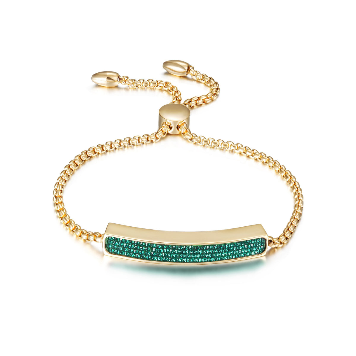 Friendship Bar Bracelet Gold Plated Adjustable Emerald