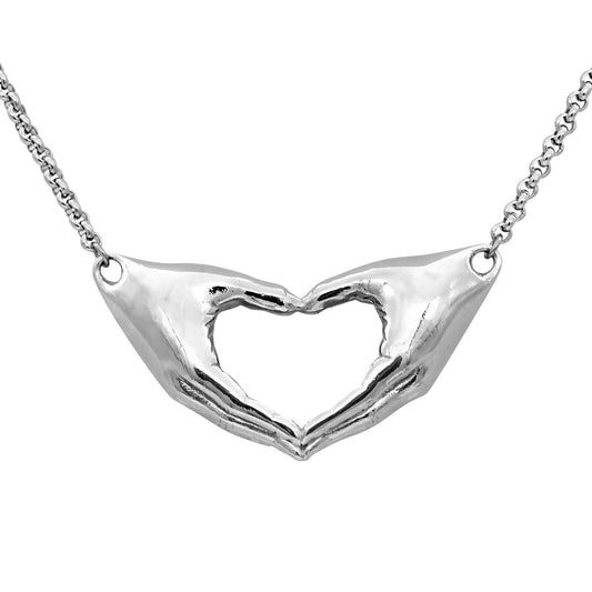 Friendship Heart Hands Necklace Sterling Silver Gift