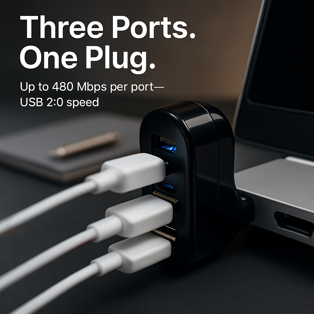 3 Port USB Hub for Easy, Flexible Desktop Expansion