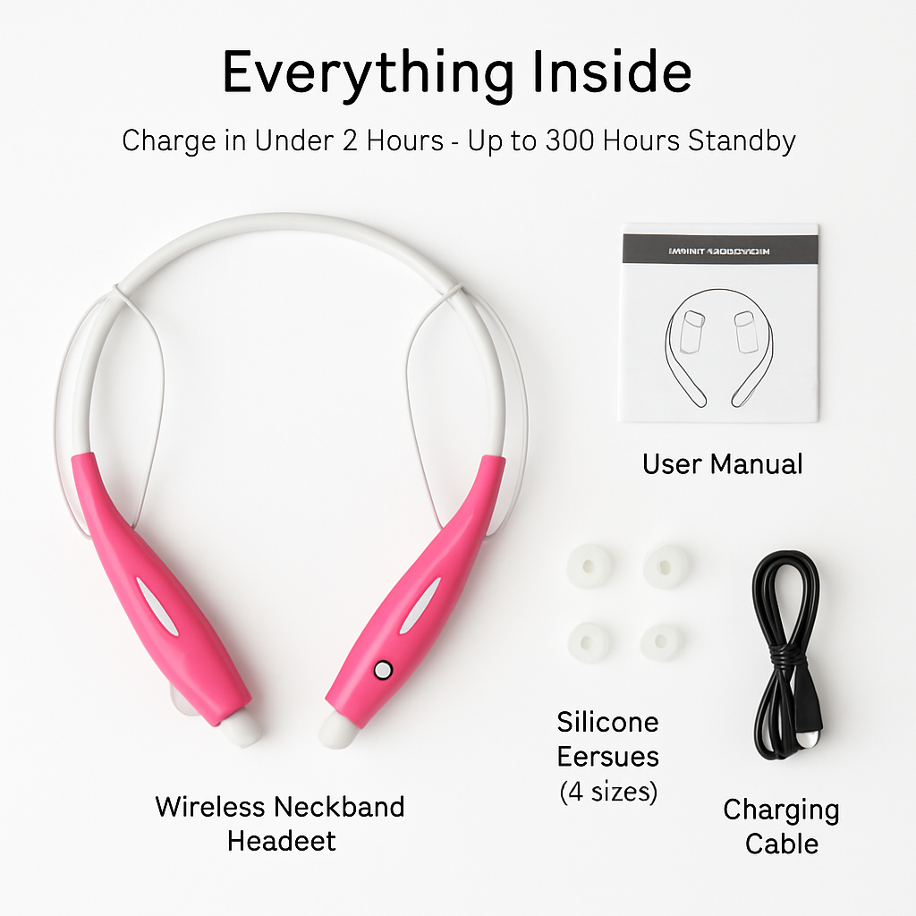 KOCASO Wireless Sports Stereo Hands Free Headset for Phone and Tablet