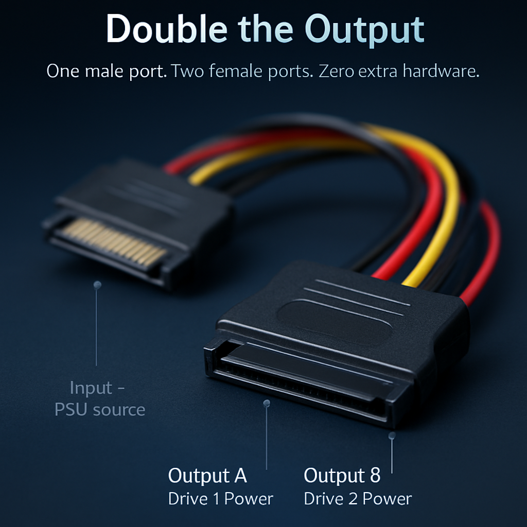 15Pin Y Splitter Cable Adapter for Hard Drive Power