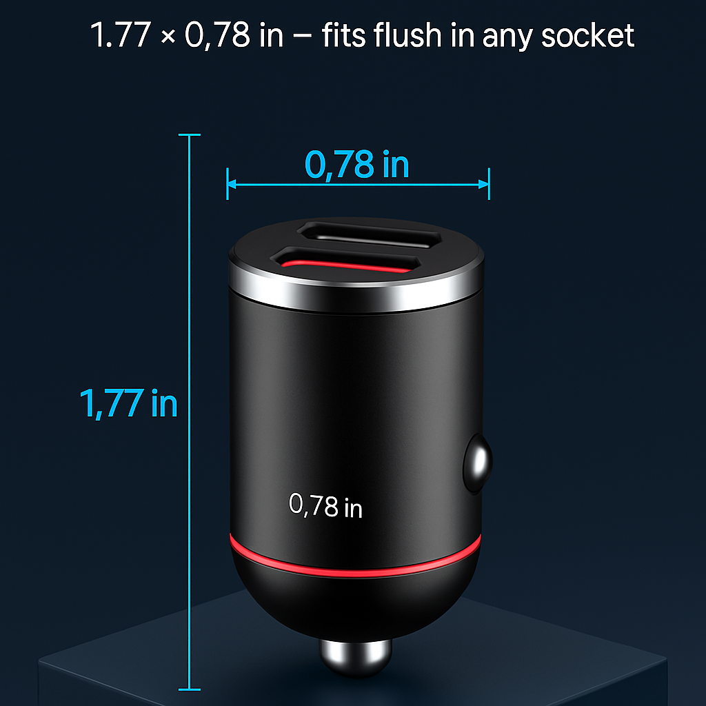 Dual Port USB Type-C Car Charger with Fast Charge