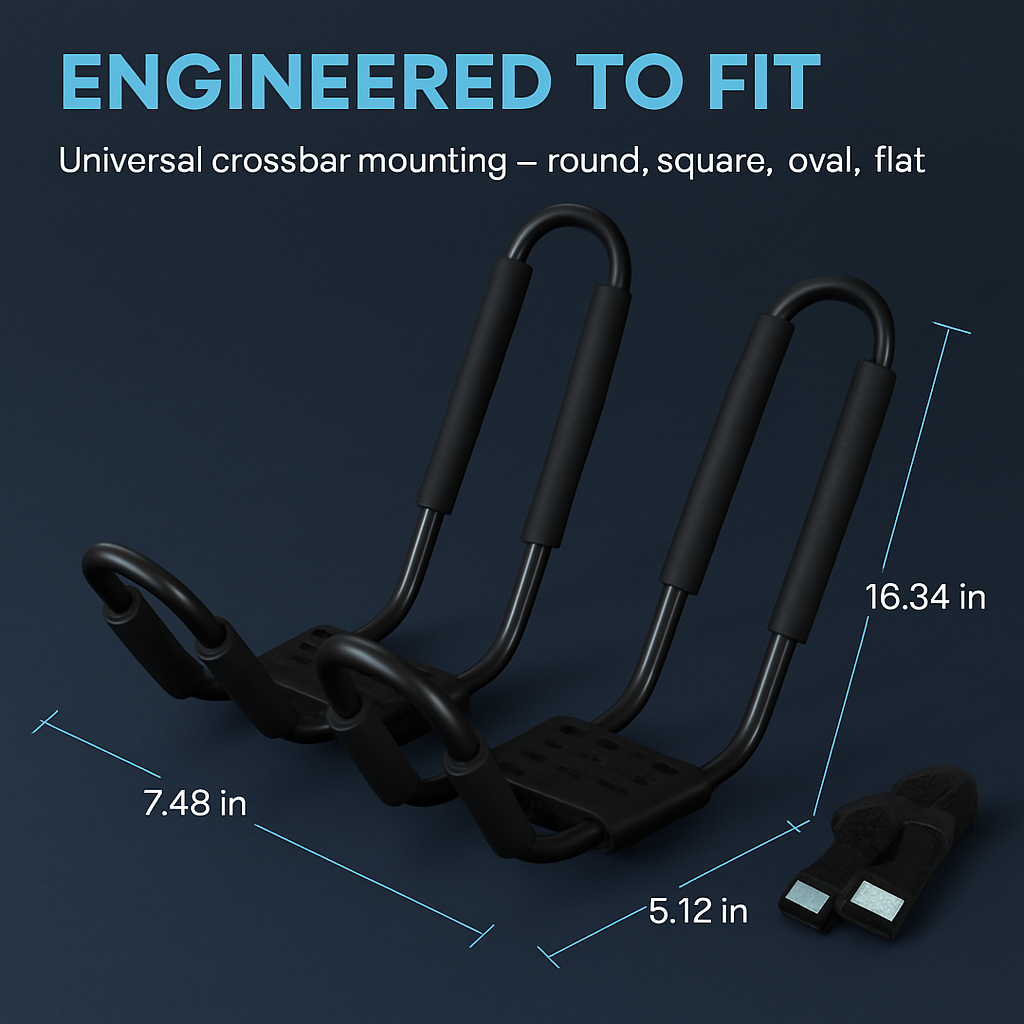 Soporte tipo J para kayak para portaequipajes de techo - Ajuste universal