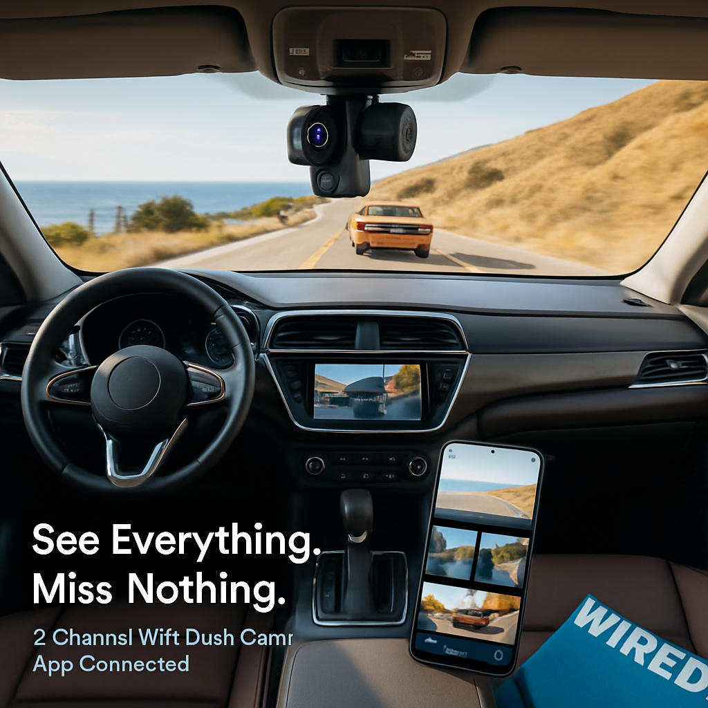 3-Channel WiFi Dash Cam with Night Vision and G-Sensor