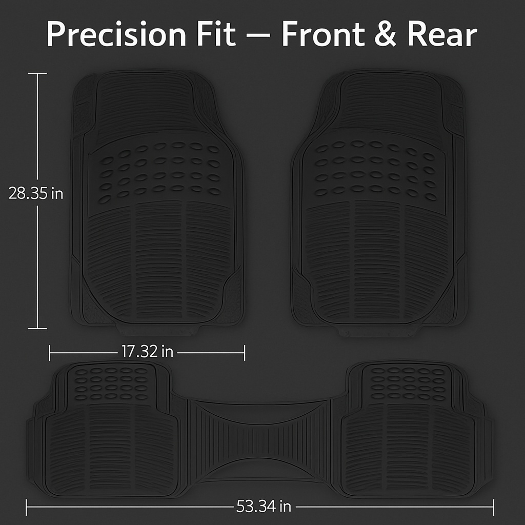 Automotive Floor Mats Set: Front & Rear, Trim Design