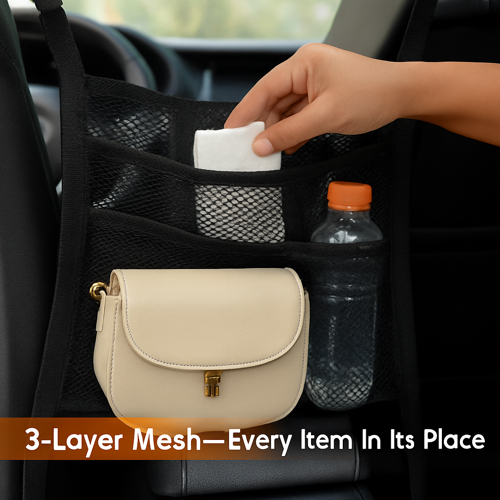 Car Mesh Organizer 3-Layer Backseat Net Storage