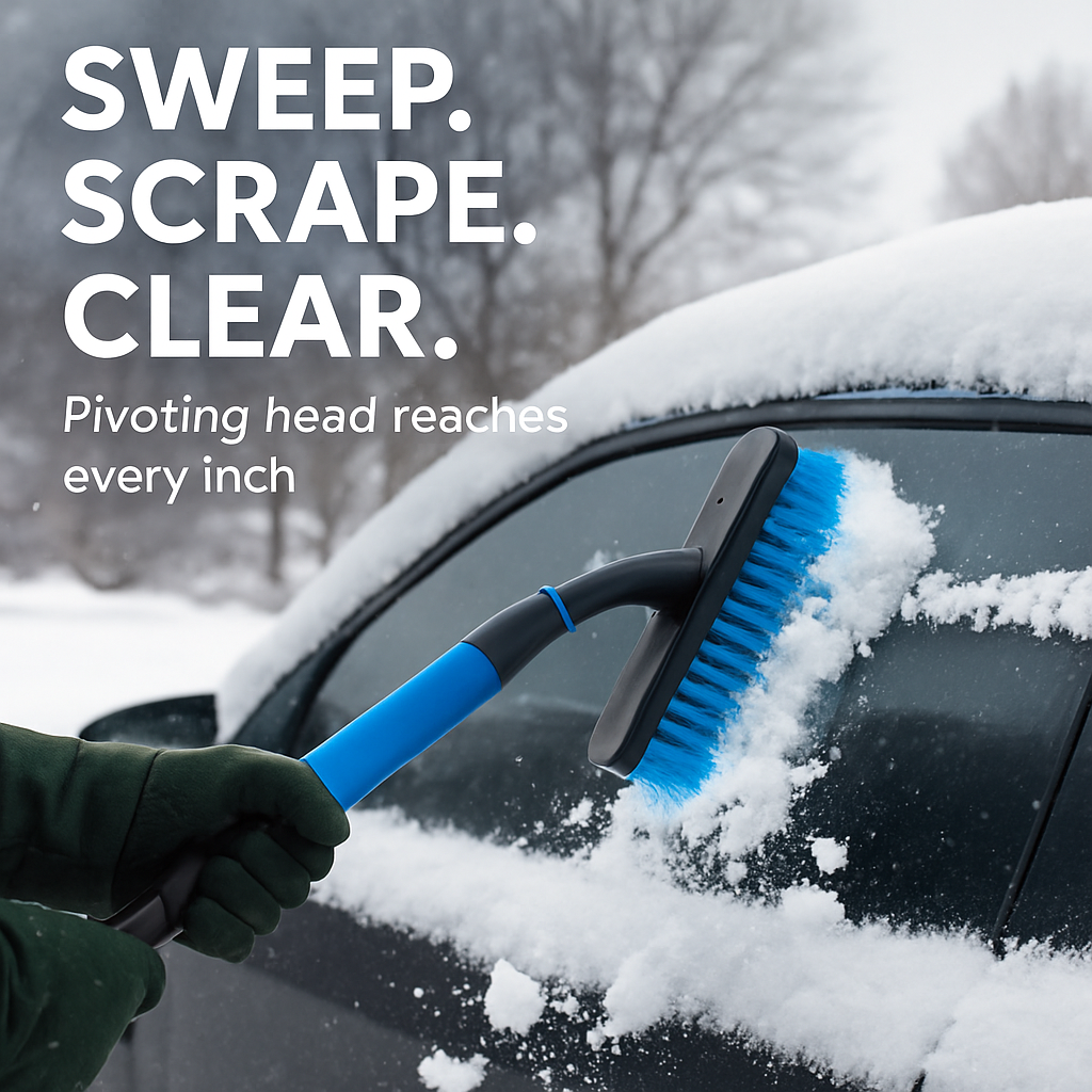 3-in-1 Windshield Ice Scraper with Extendable Tool