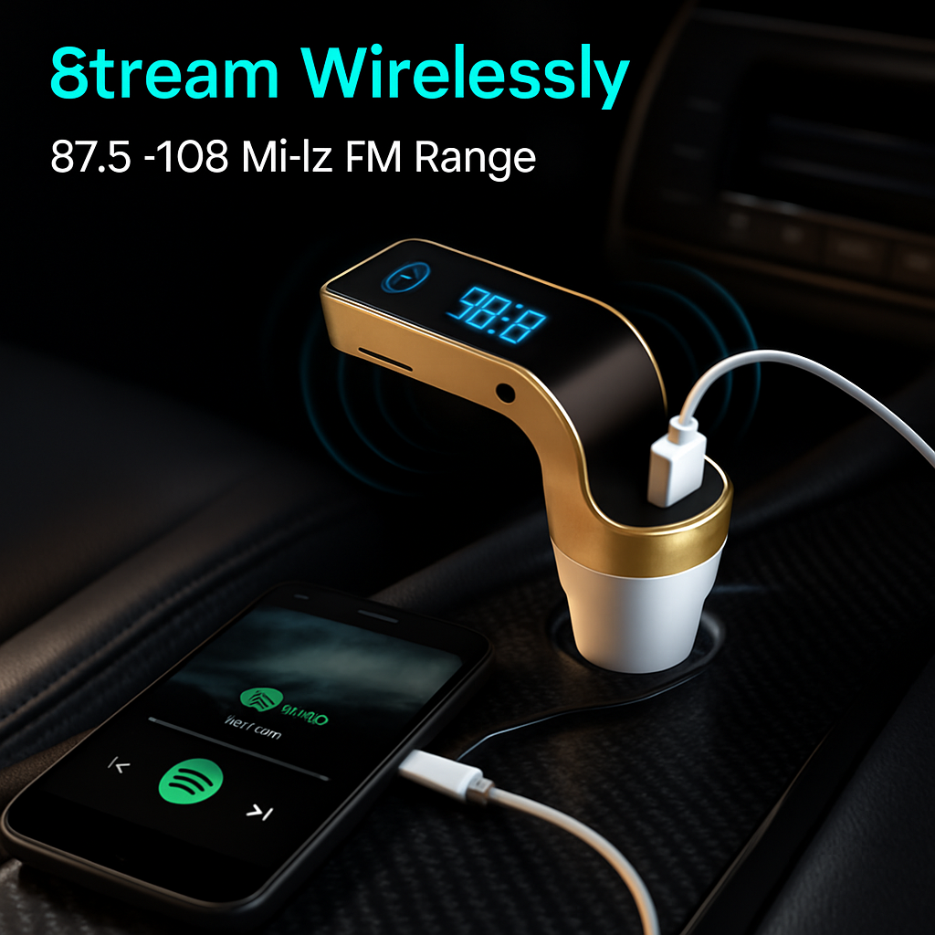Car Wireless FM Transmitter USB Charger Hands-free Call MP3 Player TF Card Reading Aux-in LCD Display