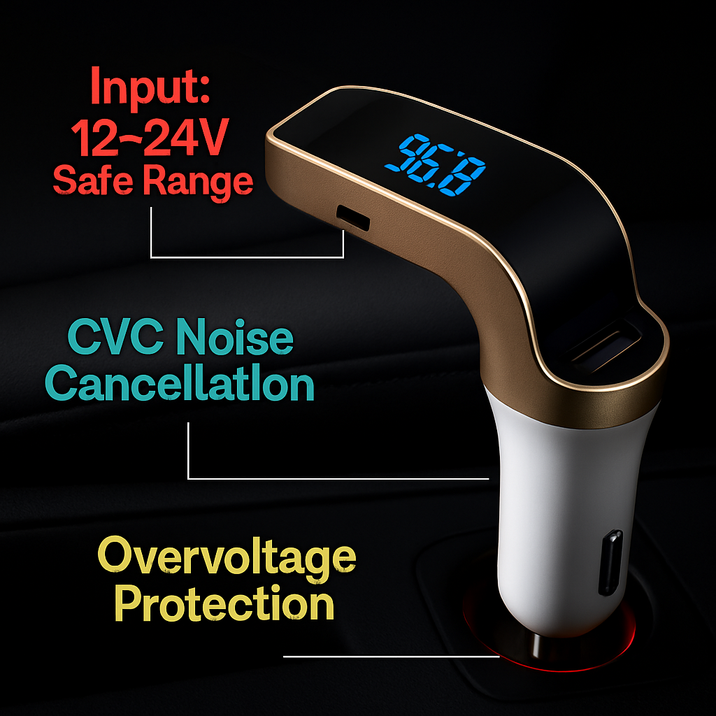 Car Wireless FM Transmitter USB Charger Hands-free Call MP3 Player TF Card Reading Aux-in LCD Display