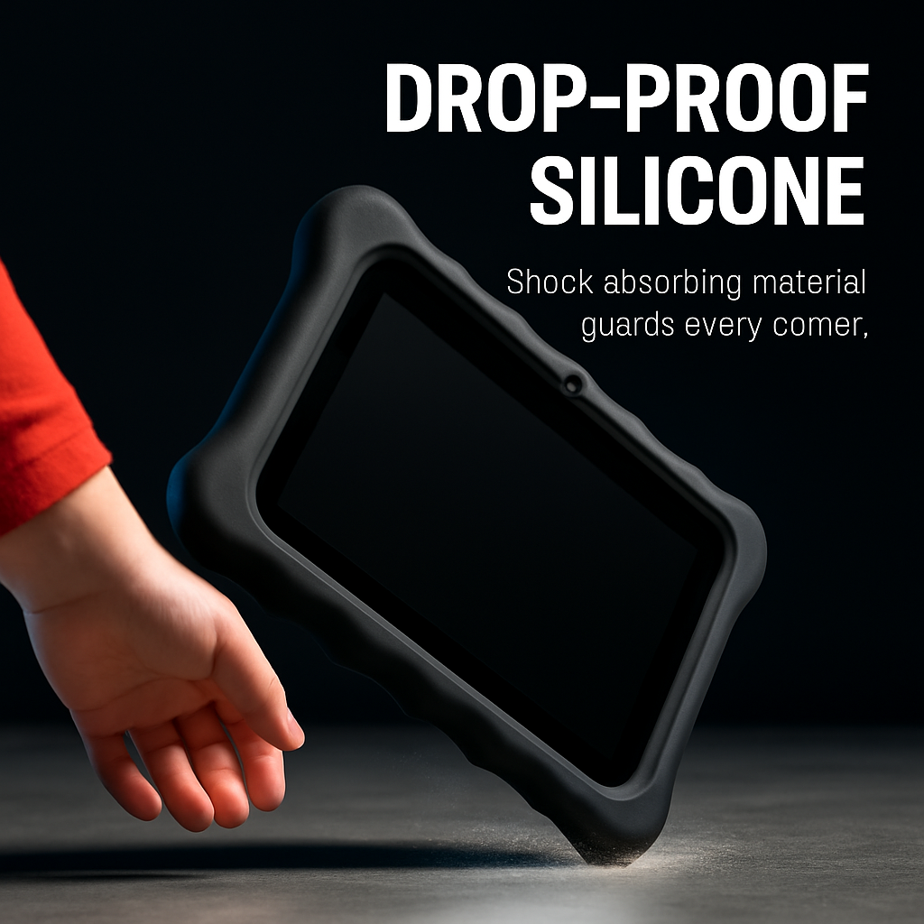 Shock-resistant Silicone Snap-on Case with Stand for 7” Tablets