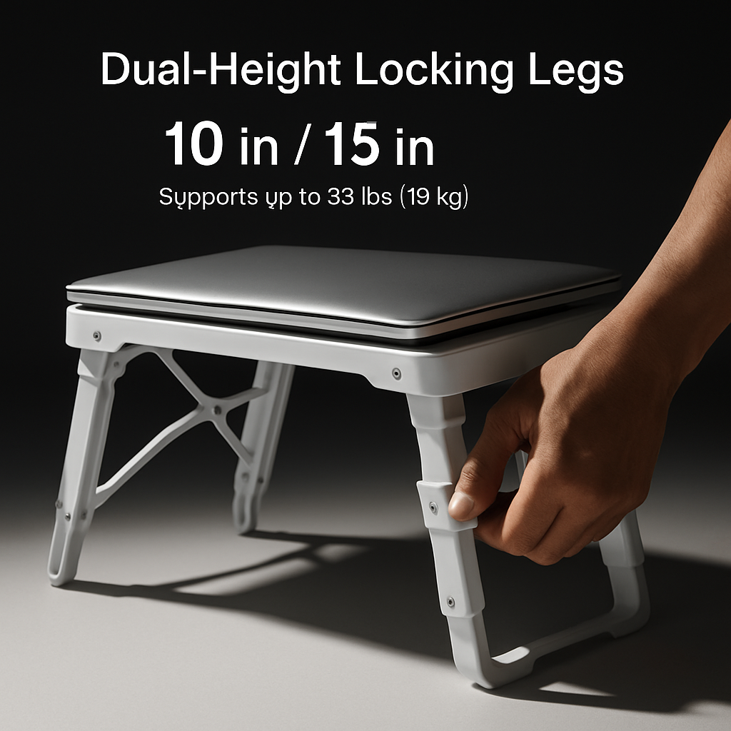 Mesa plegable para portátil, escritorio para notebook en cama con ventilador de refrigeración, alfombrilla para ratón, luz LED, 4 puertos USB y bandeja para desayuno/aperitivos con ranura de almacenamiento para oficina en casa