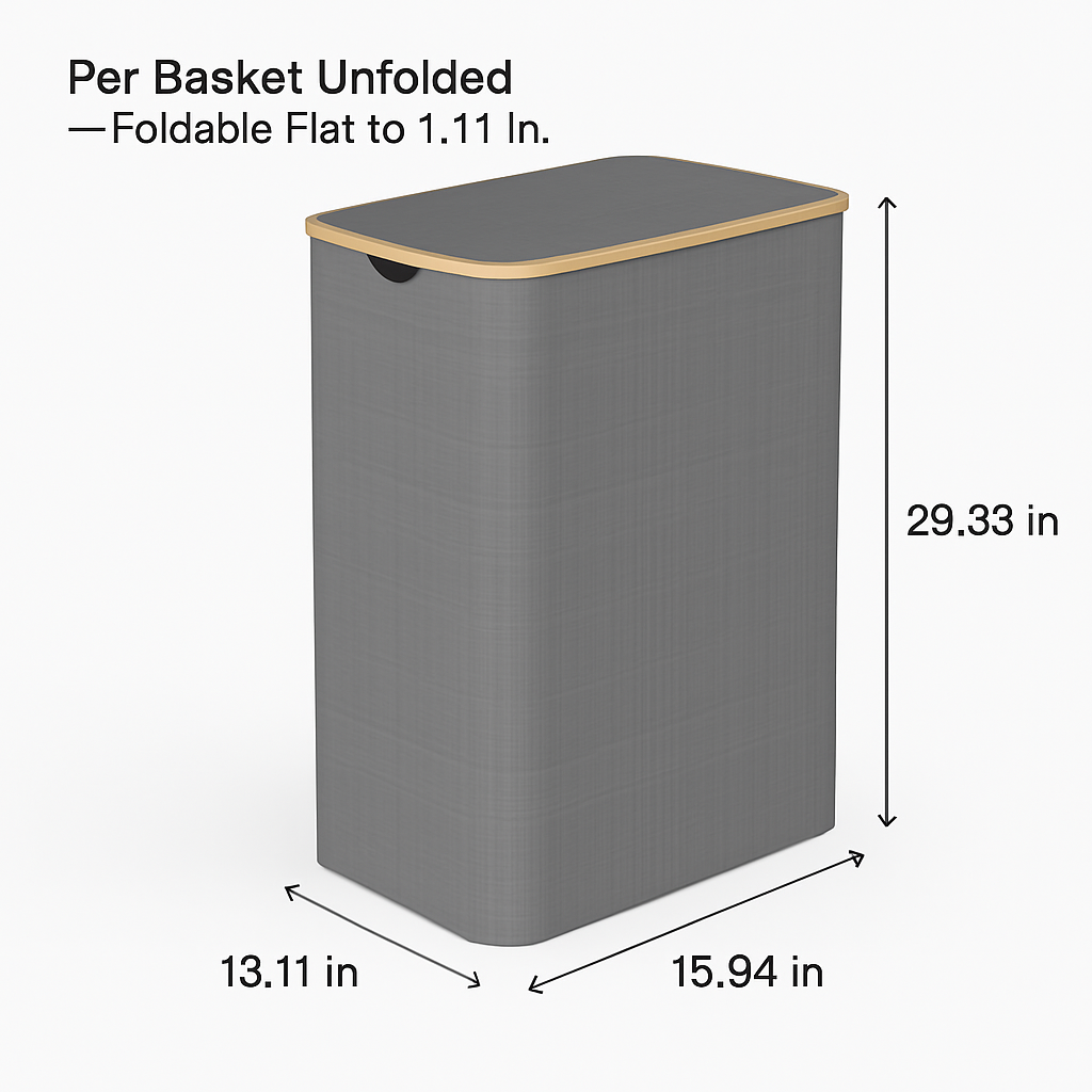 Collapsible Laundry Hamper with Lid – Foldable Basket