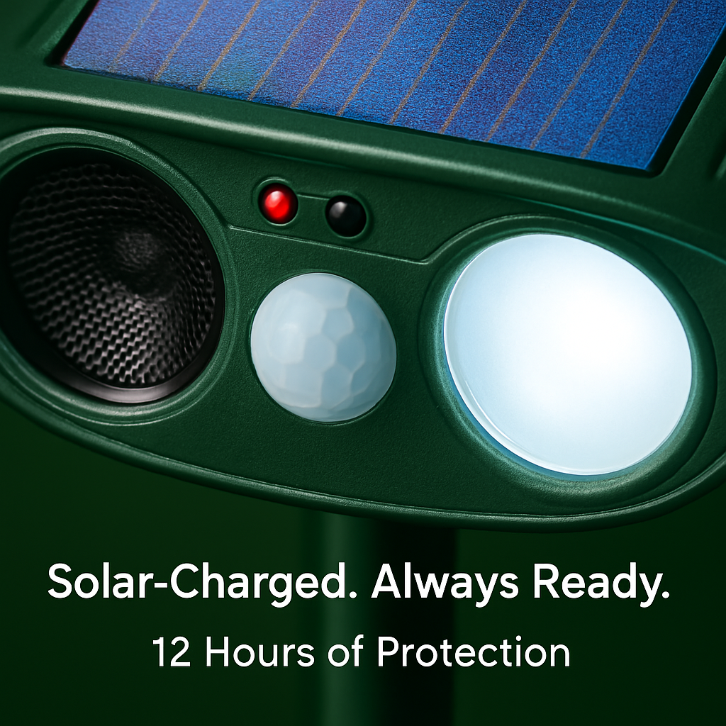Solar Ultrasonic Animal Repeller with Flashing Light