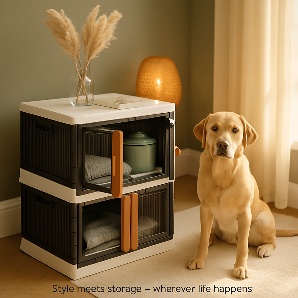 Foldable Storage Bins with Lid, Stackable Closet Organizer