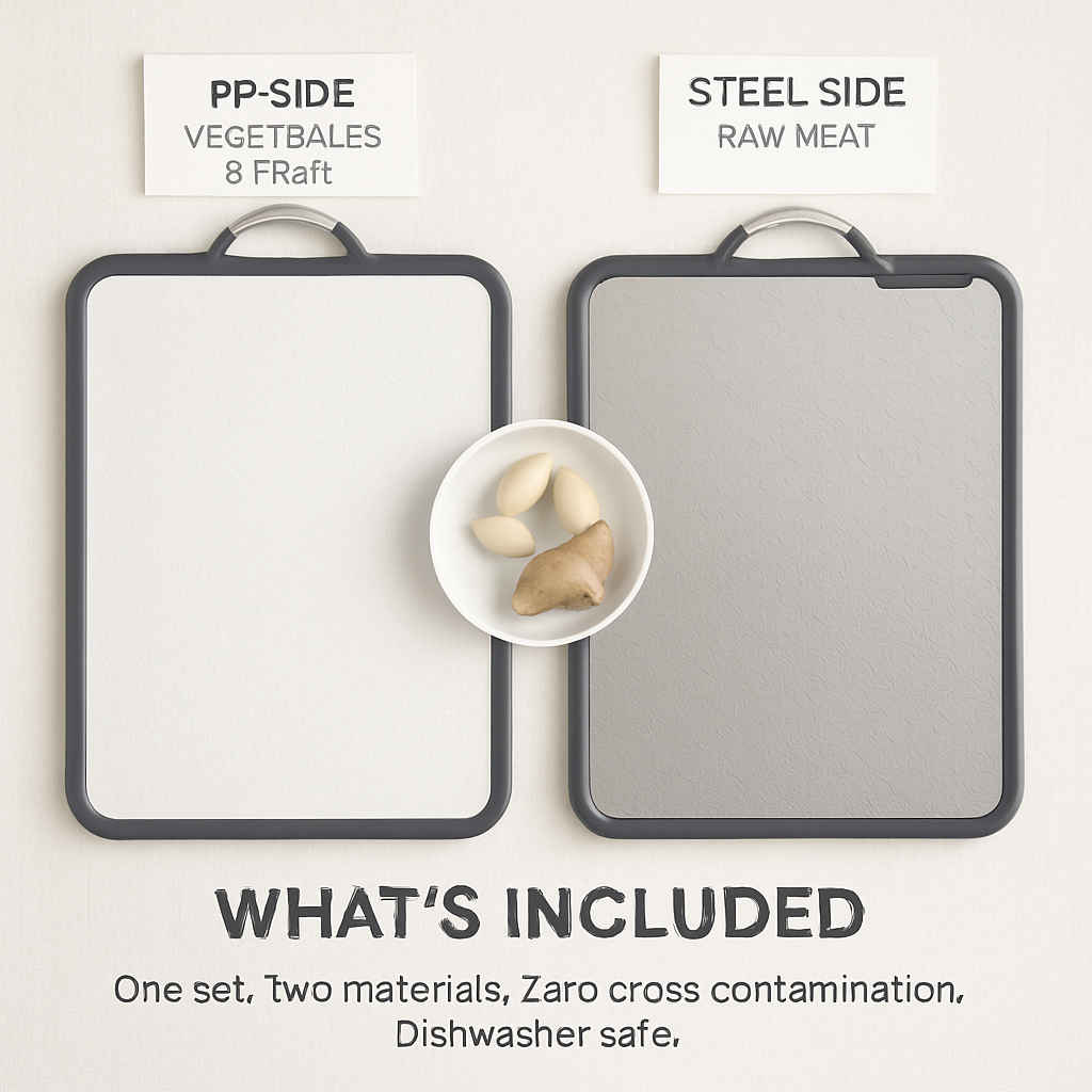 Double-Sided Cutting Board with Stainless Steel Mesh