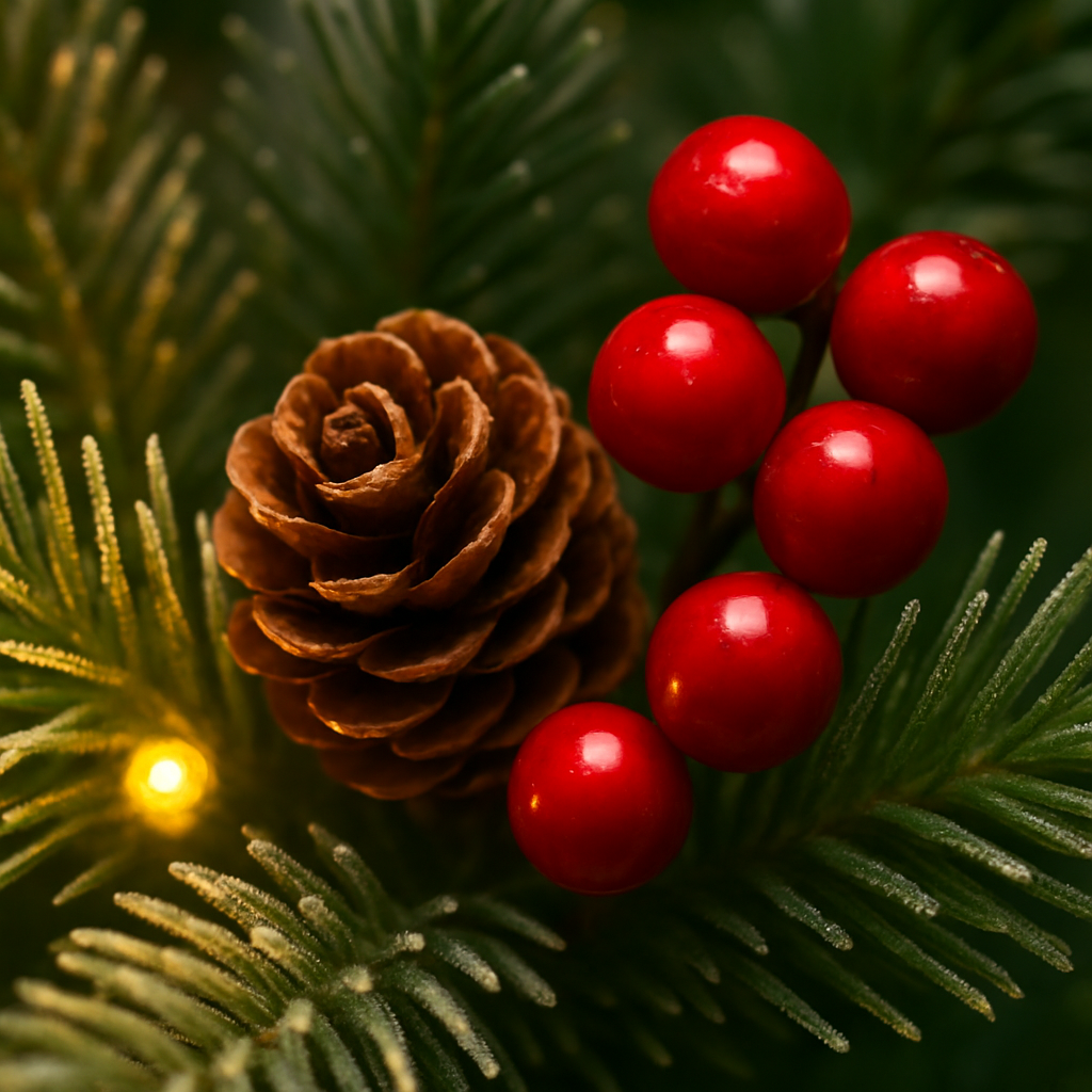 2Pcs Christmas Tree Urn Filler With Light Artificial Lighted Xmas Trees Light with Cones Berries Holiday Planter Filler LED Pathway Pine Tree IP44 Wat
