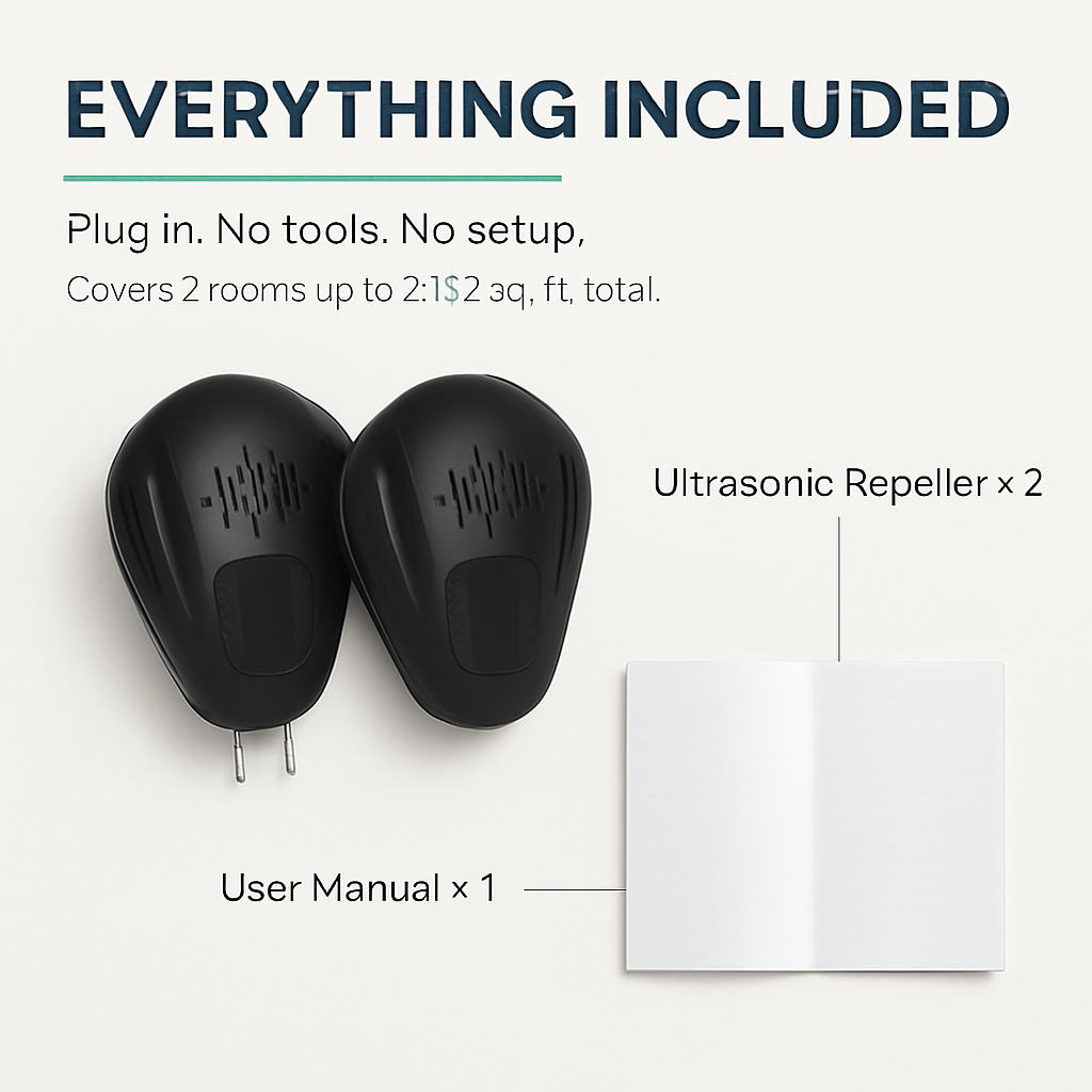 2 Pack Pest Control Device for Mosquitoes Cockroaches Rats Plug In Ultrasonic Insect Repellent Indoor for Bedroom Garage Warehouse Office