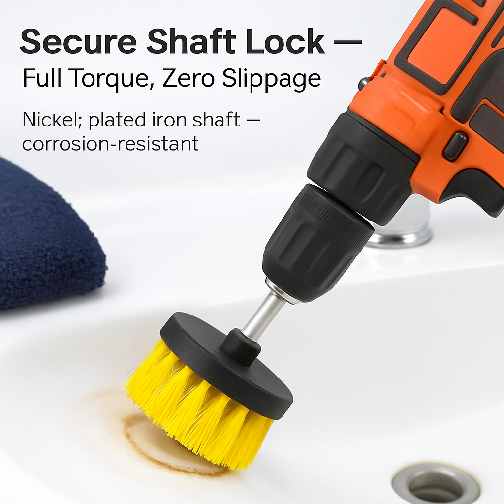 Drill Brush Cleaning Set for Tiles, Tubs & Sinks - Blue