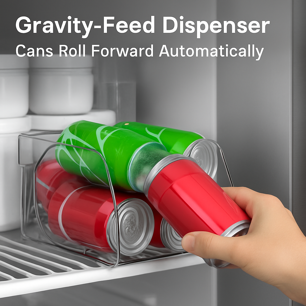 Soda Can Organizers for Fridge - Adjustable Clear Kitchen