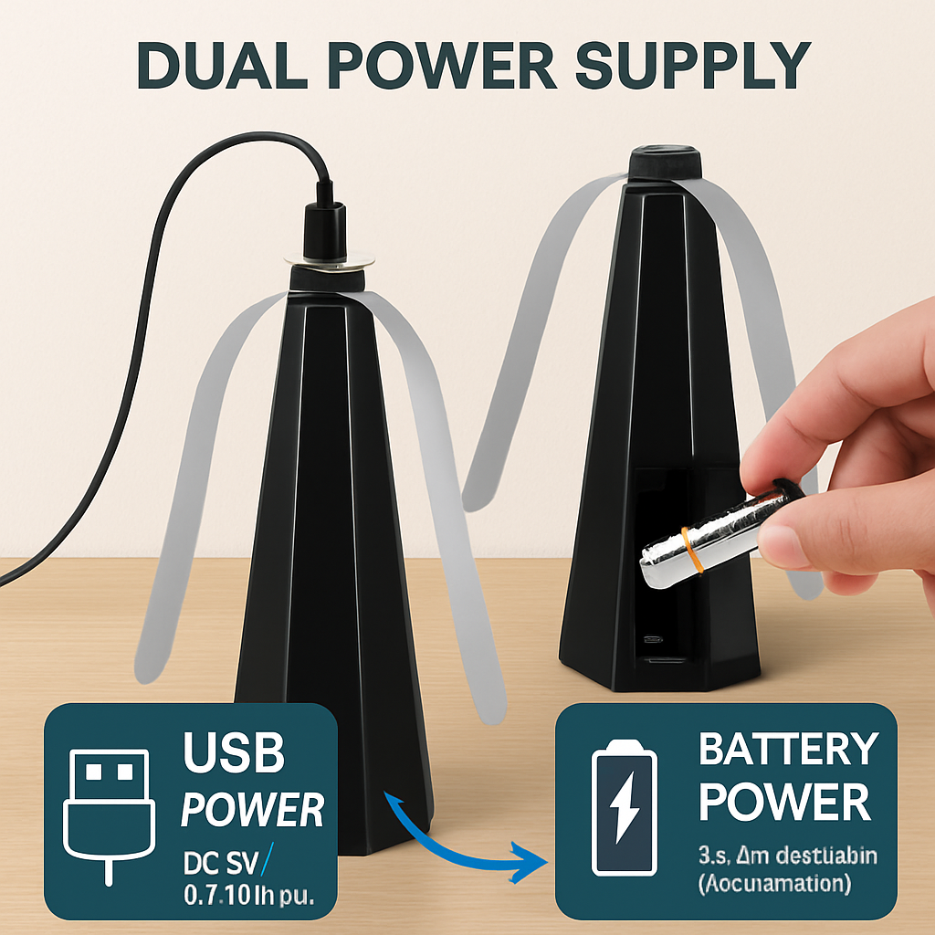 Fly Table Fans with Battery & USB Power, Outdoor Hook