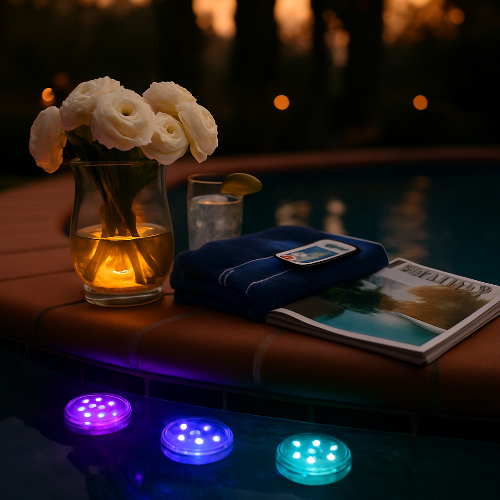Paquete de 4 luces LED RGB sumergibles para jarrones y acuarios