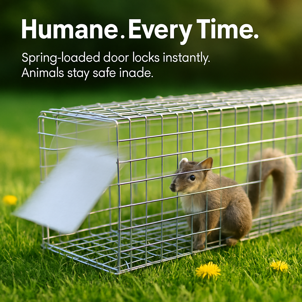 31x12x11” Folding Live Animal Trap Cage With Waterproof Cover And Gloves Humane Easy To Catch And Release Trap For Stray Cats Raccoons Squirrel Skunk