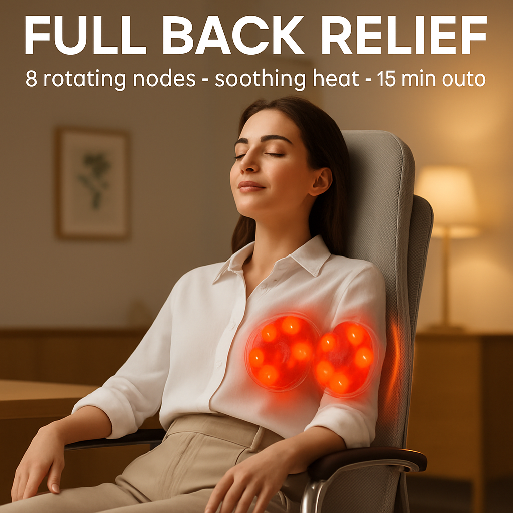 Masajeador de espalda completo con nodos de amasado rodante, calor relajante, cojín de masaje Shiatsu 3D de tejido profundo para la zona lumbar, parte superior e inferior de la espalda, regalo para mujeres y para mí