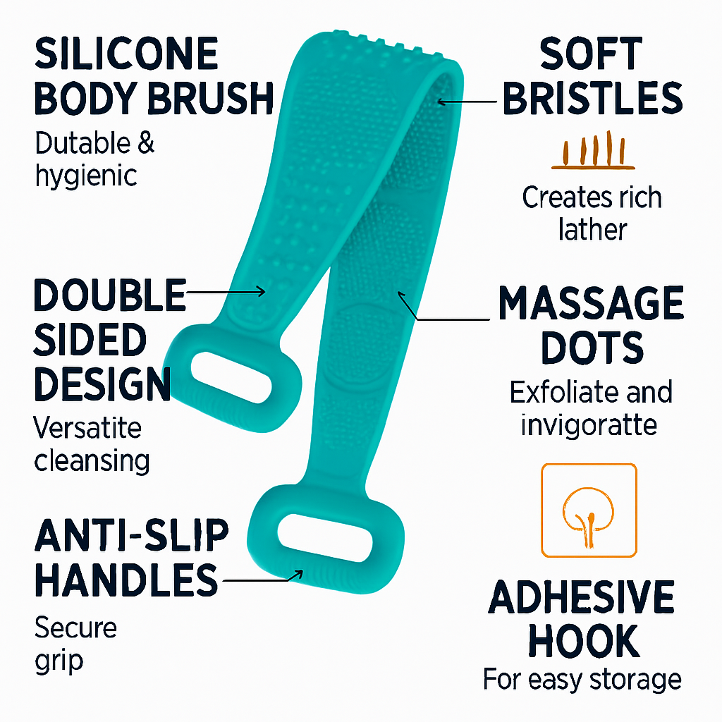 Silicone Back Scrubber Belt for Shower Scrubber - Blue