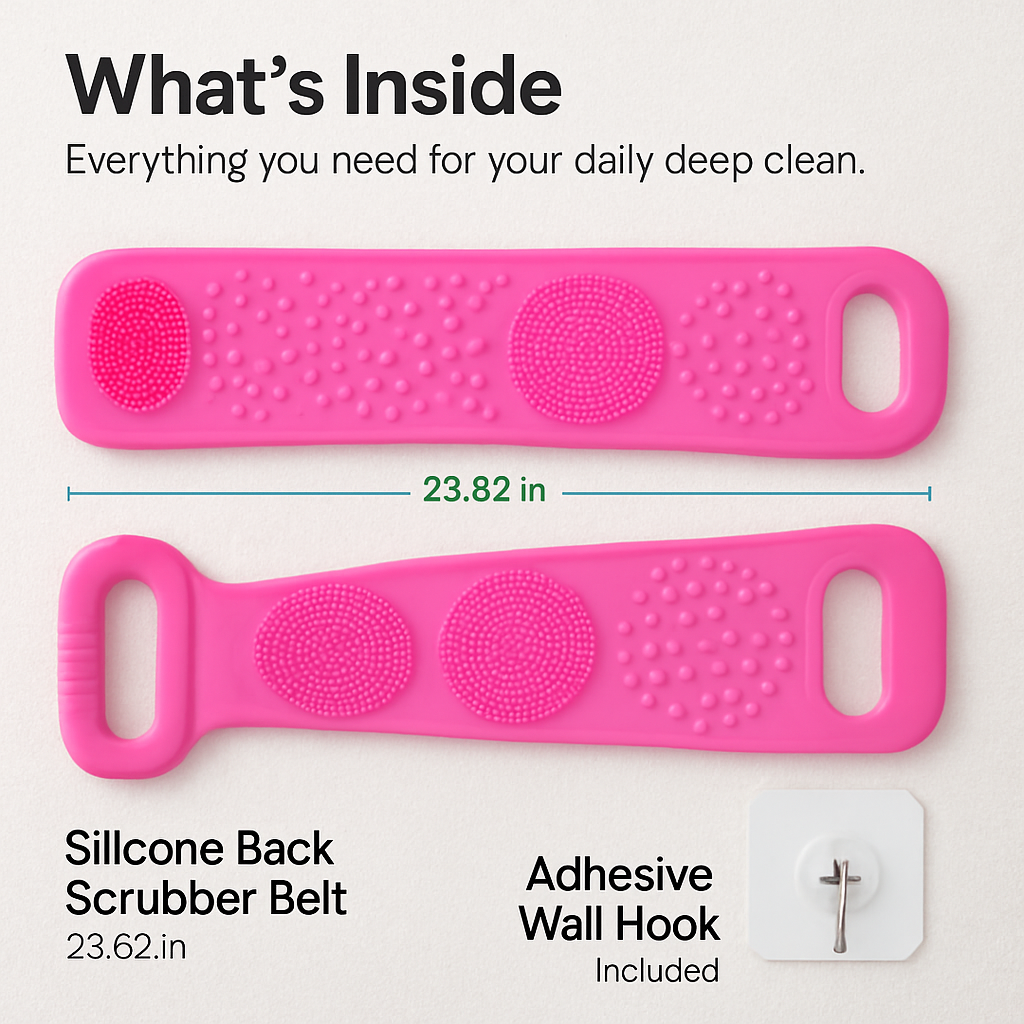 Silicone Back Scrubber Belt for Shower Scrubber - Blue