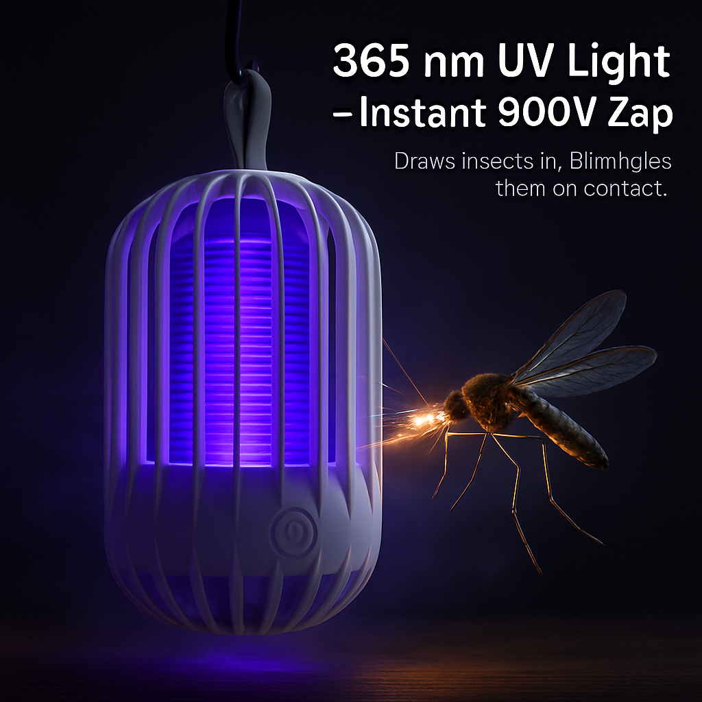 Cordless Indoor Bug Zapper Mosquito Lamp with Hanging Strap