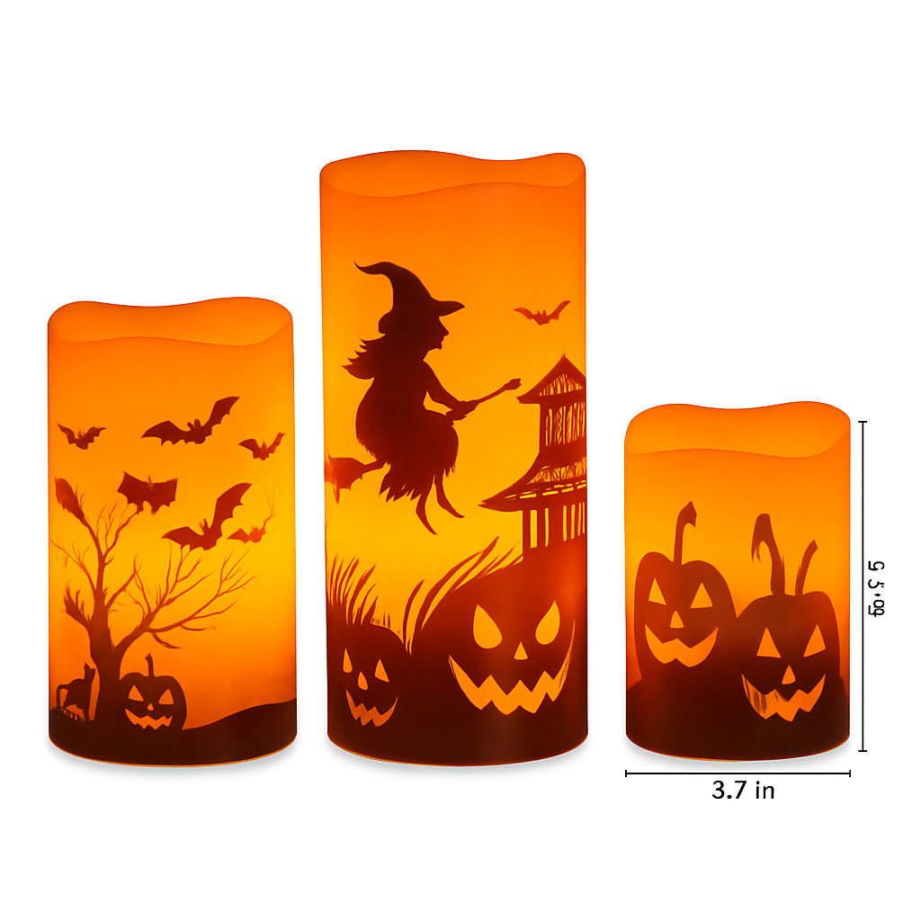 Halloween Flameless Candle Lamp 3-Pack with Timer
