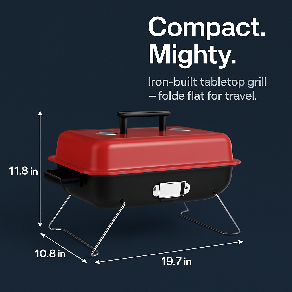Portable Charcoal Grill Tabletop BBQ Smoker for Outdoors