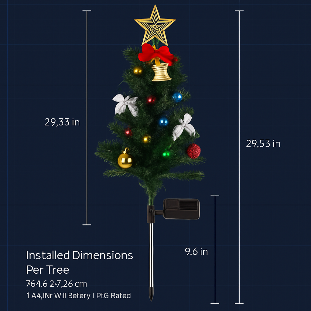 Solar Christmas Tree Lights for Pathway and Garden Decor