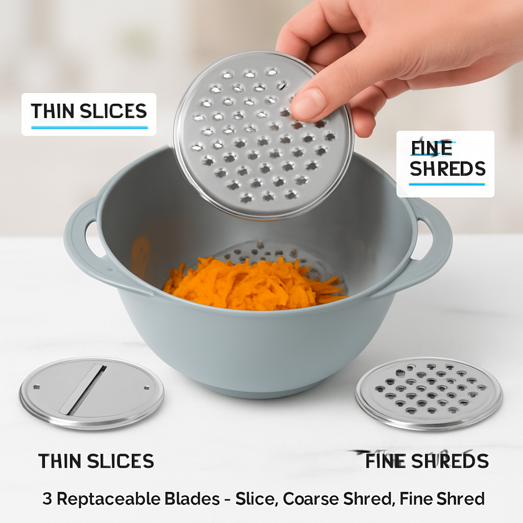 Multifunctional Mixing Bowl with Colander and Graters Set