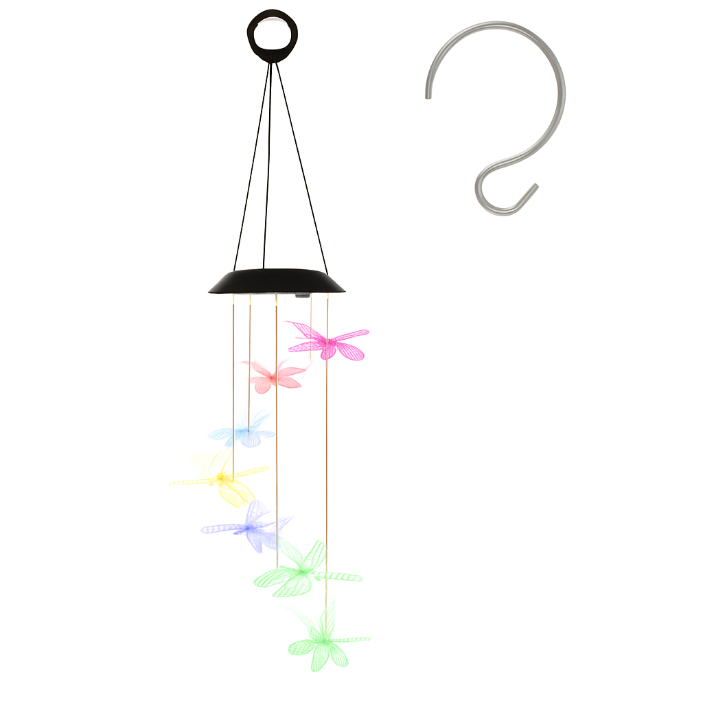 Dragonfly Solar Wind Chimes for Outdoor Garden Decor