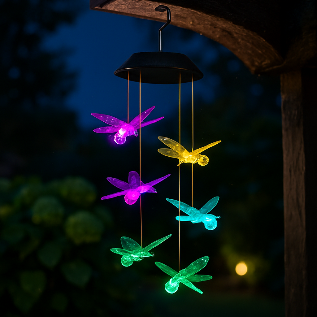 Dragonfly Solar Wind Chimes for Outdoor Garden Decor