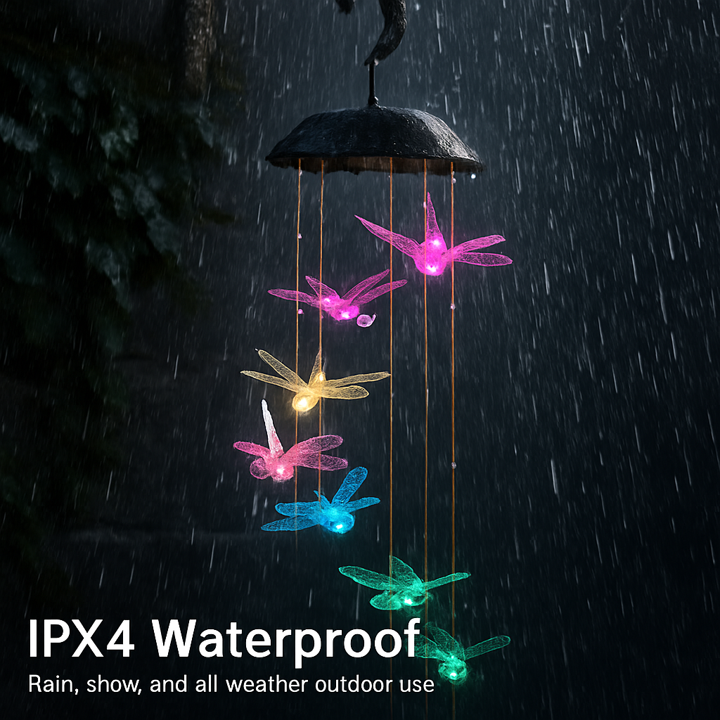 Dragonfly Solar Wind Chimes for Outdoor Garden Decor