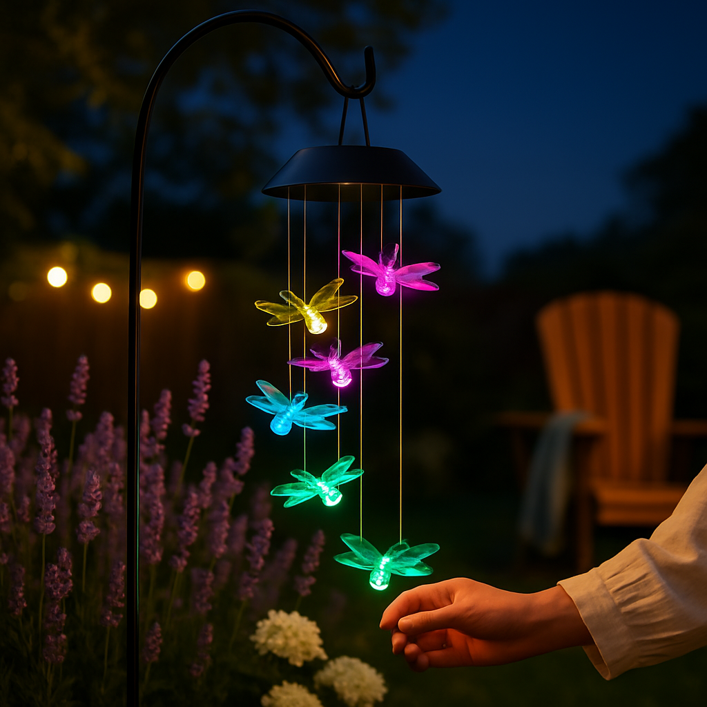 Dragonfly Solar Wind Chimes for Outdoor Garden Decor